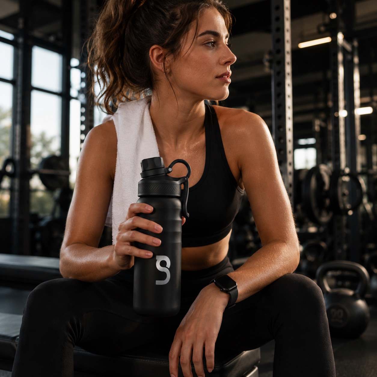 Termo RON Matte Black en el gimnasio